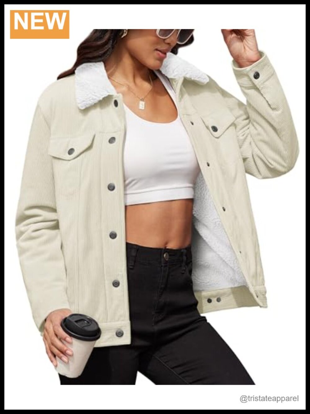 Corduroy Jacket Warm Sherpa Fleece Lined Winter Coat